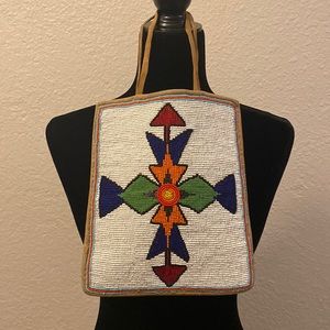 Vintage, hand beaded leather purse.